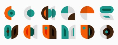 Geometrik şekiller, sessiz renkler, soyut desenler. Minimalist tasarım, modern estetik, basit formlar, görsel elementler.