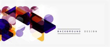 Soyut geometrik şekiller örtüşüyor, canlı renk eğimleri yaratıyor. Arkaplan, pankart ve sunumlar için modern tasarım ögesi.