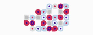 Soyut kompozisyon. Çemberler, farklı renkler, boyutlar desen yaratır. Minimalist tasarım, modern estetik, basit şekiller imaja hakim..