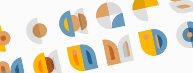 Soyut geometrik şekiller, sessiz renkler, tekrarlayan desenler. Minimalist tasarım, basit formlar, modern estetik. Hafif arkaplan.