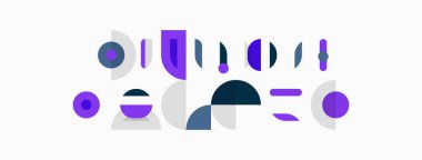 Soyut geometrik şekiller, mor, gri, beyaz. Minimalist tasarım, modern estetik, basit kompozisyon. Temiz hatlar, dengeli formlar.