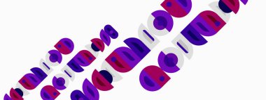 Soyut tasarım mor daireler, beyaz çizgiler tekrarlıyor. Minimalist kompozisyon dinamik görsel desen yaratır. Modern estetik.