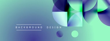 Abstract background features overlapping circles, gradients. Turquoise, blue hues dominate design. Text reads background design. Minimalist aesthetic.