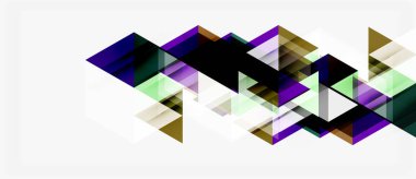 Soyut geometrik şekiller örtüşür, dinamik görsel doku oluşturur. Renkler arasında mor, yeşil, siyah, gri, bej yer alıyor. Minimalist tasarım.