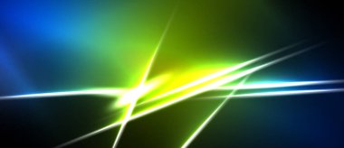 Soyut enerji hatları, canlı renklerin karışımı. Parlak sarı merkez dışarıya doğru ışıldar, koyu arkaplan şiddetle zıtlaşır. Dinamik bileşim.