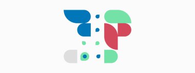 Soyut geometrik şekiller, renkli çakışan elementler, basit tasarım. Minimalist kompozisyon, modern estetik, düz çizim.