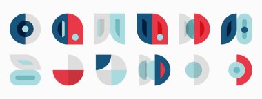 Geometric shapes, circles, rectangles, lines. Minimalist design, muted colors, abstract patterns, modern aesthetic. Clean composition.