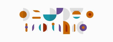 Soyut geometrik şekiller, renkli tasarım. Minimalist kompozisyon, modern estetik. Basit formlar eğlenceli görsel ilgi yaratır.