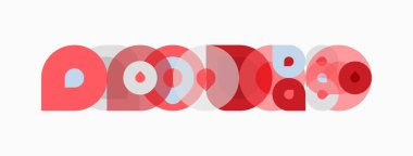 Üst üste binen daireler içeren soyut tasarım. Kırmızı, soluk pembe renkler modern görsel etki yaratır. Basit şekiller, temiz çizgiler kompozisyona hakim..