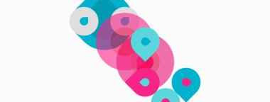 Soyut şekiller örtüşüyor, canlı pembeler, taşlar yaratıyor. Minimalist tasarım beyaz arka planda. Modern, eğlenceli kompozisyon.