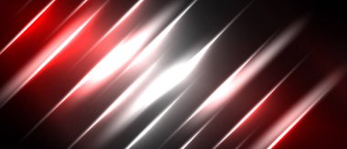 Soyut kırmızı, gümüş çizgiler dinamik çapraz desen oluşturur. Parlak ışık kaynağı merkezden yayılır, koyu arkaplan şiddetle zıtlaşır.