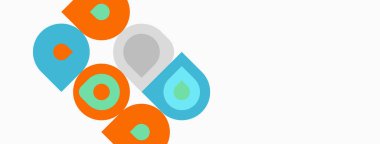 Renkli istiflenmiş bloklar soyut tasarım oluşturur. Şekiller çakışıyor, eğlenceli görsel efektler yaratıyor. Basit geometri kompozisyona hakim olur.