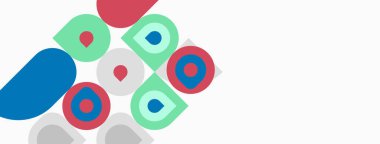 Soyut geometrik şekiller, daireler, kareler, üst üste binen renkler. Minimalist tasarım, temiz estetik, modern kompozisyon. Parlak renkler sunar.