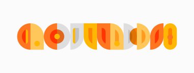 Retro tasarımı soyut desenler oluşturan renkli geometrik şekiller içerir. Sıcak tonlar kompozisyona hakim, klasik estetik çağrıştırıyor..