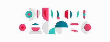 Soyut geometrik şekiller, pembe, yeşil, gri, açık mavi. Minimalist tasarım, basit formlar, düz çizimler, modern estetik..