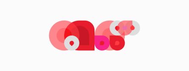 Soyut pembe şekiller örtüşüyor, dinamik bileşimler oluşturuyor. Çemberler, kıvrımlar, eğimler hareket ve derinliği gösteriyor. Minimalist tasarım.