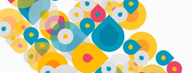 Soyut renkli daireler çakışıyor, dinamik görsel doku yaratıyor. Parlak renkler kompozisyona hakim, neşeli estetik sunuyor..