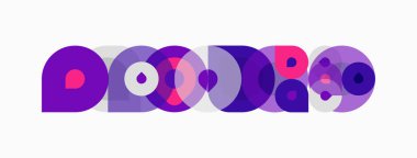 Üst üste binen mor daireler içeren soyut tasarım dinamik görsel desen oluşturur. Minimalist estetik, modern kompozisyon.