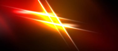 Parlak ışık, karanlık arkaplanı aşıyor. Canlı turuncu, sarı renkler kompozisyona hakim. Enerjik görsel efekt.