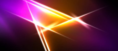 Soyut enerjik çizgiler kesişiyor. Parlak turuncu, mor renkler koyu arkaplana hükmediyor. Dinamik enerji merkezi noktadan yayılır.