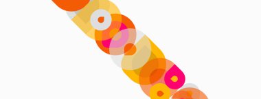 Üst üste binen renkli daireler içeren soyut bir kompozisyon. Sıcak tonlar baskın, dinamik görsel akış yaratıyor. Minimalist tasarım, temiz estetik.