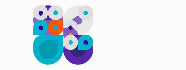 Soyut daireler, üst üste binen şekiller, canlı renkler. Modern tasarım, eğlenceli kompozisyon, basit geometri. Temiz estetik, görsel öğeler.