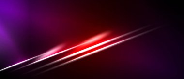 Soyut arkaplan canlı mor, kırmızı gradyanlar içerir. Çapraz çizgiler dinamik ışık efekti yaratır. Minimalist tasarım, modern estetik.