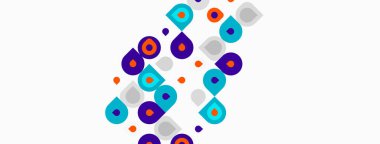 Renkli daireler, farklı boyutlarda, ışık arka planına saçılmış. Soyut geometrik desen oyuncu görsel doku yaratır.