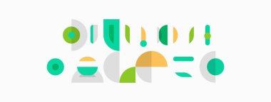 Soyut geometrik şekiller, renkli tasarım. Minimalist kompozisyon, oyuncu formlar, modern estetik. Basit illüstrasyon, düz grafik.