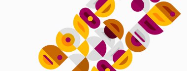 Soyut geometrik şekiller çakışıyor, canlı desenler yaratıyor. Sıcak renkler kompozisyona hakim, modern tasarımın estetik olduğunu gösteriyor..