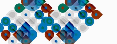 Soyut geometrik desen. Üst üste binen daireler dokulu görsel efekt yaratır. Renkler arasında mavi, yeşil, kahverengi, gri yer alıyor. Modern tasarım.