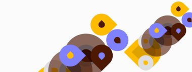 Soyut tasarım özellikleri üst üste binen daireler, değişik tonlar. Sönük renk paleti ile minimalist kompozisyon, basit geometri.