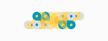 Soyut renkli daireler, üst üste binen şekiller eğlenceli kompozisyonlar oluşturur. Minimalist tasarım, parlak renkler, basit geometri.