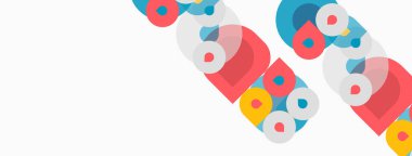 Soyut renkli şekiller çakışıyor, dinamik görsel desen oluşturuyor. Basit geometri, modern tasarım, parlak renkler kompozisyona hakim..