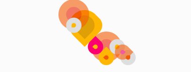 Soyut renkli daireler çakışıyor ve dinamik bileşim oluşturuyor. Yumuşak eğimler derinlik ve ışık etkileşimi olduğunu gösteriyor. Minimalist tasarım, modern estetik.