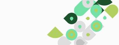 Soyut geometrik şekiller, değişik tonlarda yeşil, beyaz arkaplan. Minimalist tasarım, modern estetik, temiz kompozisyon.