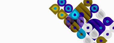 Soyut renkli yuvarlak dikdörtgenler çakışıyor ve dinamik görsel desen oluşturuyor. Şekiller farklı boyutlarda, renkte, modern estetik sunuyor..