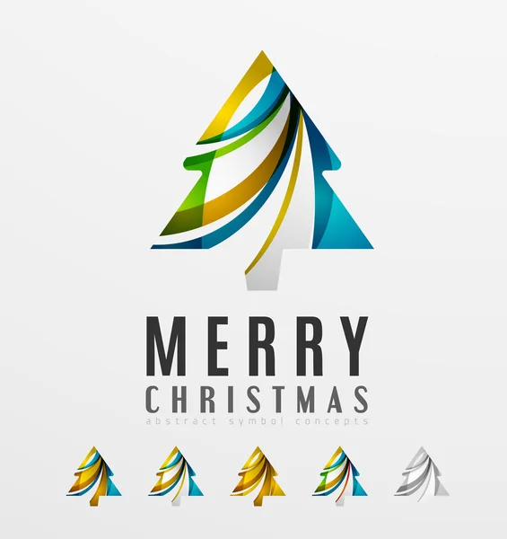 Conjunto de iconos abstractos del árbol de Navidad, conceptos del logotipo del negocio, diseño brillante moderno limpio — Vector de stock