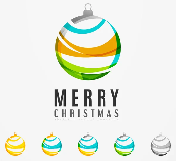 Conjunto de ícones de bola de Natal abstratos, conceitos de logotipo de negócios, design geométrico moderno limpo — Vetor de Stock