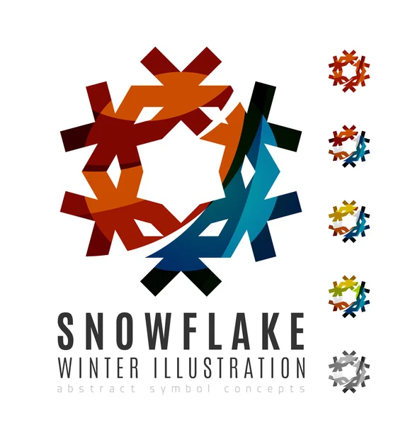 Zestaw streszczenie śnieżynka kolorowe logo ikony, zima pojęć, czyste nowoczesne geometryczny wzór — Wektor stockowy