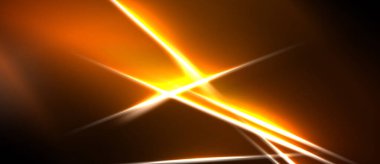 Bright orange light streaks radiate from central point. Dark background emphasizes glowing lines, creating dynamic visual effect.