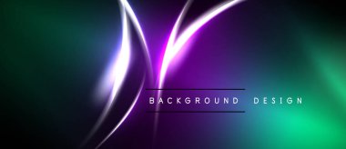 Karanlık arka planda parlak neon çizgiler. Gradyan renkler dinamik görsel efekt yaratır. Dijital projeler için modern tasarım ögesi.