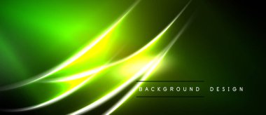 Soyut yeşil arkaplan. Dinamik çizgiler ışıltılı bir etki yaratır. Modern tasarım dijital projeler ve sunumlar için uygundur.