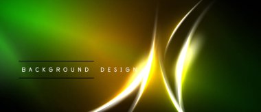 Gradyan arkaplan üzerinde soyut neon çizgileri. Altına canlı yeşil geçişler, dinamik görsel efekt yaratır. Modern tasarım ögesi.