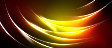 Parlak, dinamik kıvrımlar merkezden yayılır. Renkler sorunsuz bir şekilde değişiyor, enerjik bir görsel etki yaratıyor. Koyu arkaplan aydınlığı vurgular.