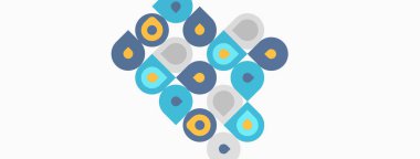 Soyut şablon yuvarlak kareler ve daireler içeriyor. Renkler arasında mavi, turuncu, gri, bej yer alıyor. Tasarım geometrik, modern görünüyor.