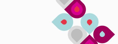 Soyut tasarım tekerrür eden şekiller, pembeler, griler, kırmızı noktalar içerir. Beyaz arka planlı minimalist kompozisyon. Modern estetik.