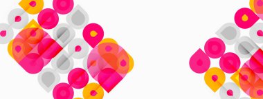 Soyut geometrik desen. Çemberler, kareler örtüşüyor. Renkli bir kompozisyon oluşturuyor. Modern tasarım ögesi.