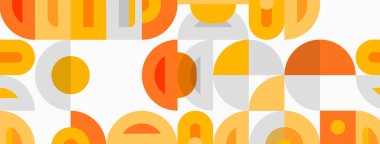 Retro desen geometrik şekiller içerir. Turuncu, bej renkler klasik estetik yaratıyor. Basit tasarım, tekrarlayan motifler kompozisyona hakim.