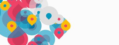 Soyut renkli daireler çakışıyor ve dinamik bileşim oluşturuyor. Şekiller farklı boyutlarda, renkler, modern estetik özellikler sunuyor. Temiz arkaplan görsel etkiyi artırır.